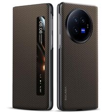 Per vivo X Fold3 SULADA Kevlar 600D Texture Smart Window Custodia in pelle per telefono (marrone)