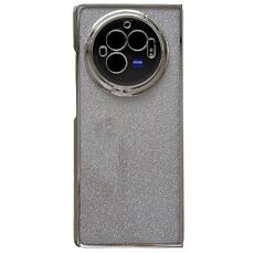 Per vivo X Fold3 Telaio galvanico + Custodia per telefono a copertura totale in carta glitterata (Argento)