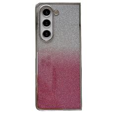 Per Samsung Galaxy Z Fold6 Cornice galvanica + Custodia per telefono a copertura totale in carta glitterata (rosa)