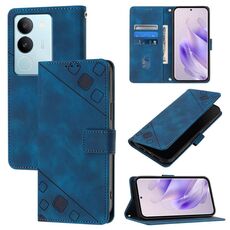 Custodia per telefono in pelle goffrata per vivo V29 5G Global / V29 Pro Skin Feel (blu)