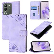 Custodia per telefono in pelle goffrata per vivo V29e 5G Global / Y200 5G Global Skin Feel (viola chiaro)