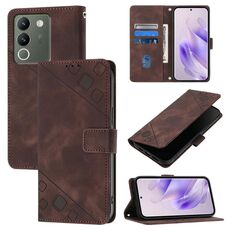 Custodia per telefono in pelle goffrata per vivo V29e 5G Global / Y200 5G Global Skin Feel (marrone)