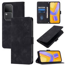 Custodia per telefono in pelle goffrata Global Skin Feel per vivo V30 5G / V30 Pro 5G (nera)