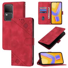 Custodia per telefono in pelle goffrata Global Skin Feel per vivo V30 5G / V30 Pro 5G (rossa)