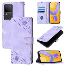 Custodia per telefono in pelle goffrata Global Skin Feel per vivo V30 5G / V30 Pro 5G (viola chiaro)