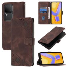 Custodia per telefono in pelle goffrata Global Skin Feel per vivo V30 5G / V30 Pro 5G (marrone)