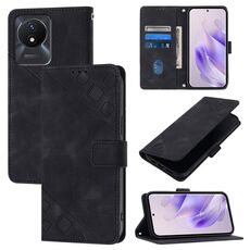 Per vivo Y02 / Y02A / Y02t / Y11 2023 Custodia per cellulare in pelle goffrata al tatto (nera)