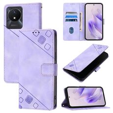 Custodia per cellulare in pelle goffrata per vivo Y02 / Y02A / Y02t / Y11 2023 (viola chiaro)