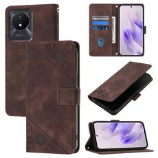 Per vivo Y02 / Y02A / Y02t / Y11 2023 Custodia in pelle goffrata effetto pelle (marrone)