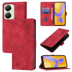 Custodia per telefono in pelle goffrata Global Skin Feel per vivo Y27 4G (rossa)