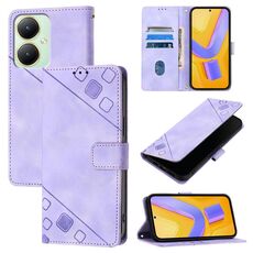 Custodia per telefono in pelle goffrata Global Skin Feel per vivo Y27 4G (viola chiaro)