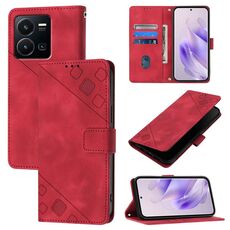 Custodia per telefono in pelle goffrata per vivo Y35 4G Global / Y22s 4G Global Skin Feel (rosso)