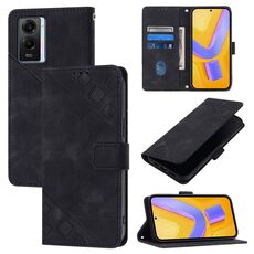 Per vivo Y55 5G Global / Y55s 5G / Y75 5G Custodia per cellulare in pelle goffrata al tatto (nera)