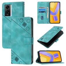 Custodia per telefono in pelle goffrata per vivo Y55 5G Global / Y55s 5G / Y75 5G (verde)