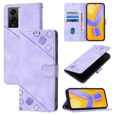 Per vivo Y55 5G Global / Y55s 5G / Y75 5G Custodia in pelle goffrata effetto pelle (viola chiaro)