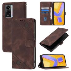 Per vivo Y55 5G Global / Y55s 5G / Y75 5G Custodia in pelle goffrata effetto pelle (marrone)