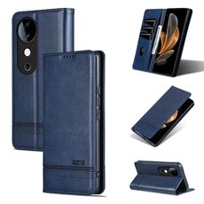 Per vivo S19 Pro AZNS Custodia magnetica in pelle di vitello con texture (blu scuro)