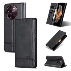 Custodia per telefono in pelle magnetica con texture di vitello AZNS per vivo V30e (nera)
