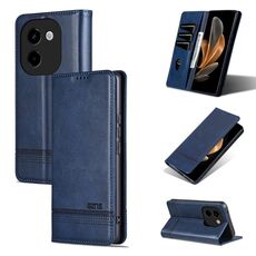 Custodia per telefono in pelle magnetica con texture di vitello AZNS per vivo Y200 5G (blu scuro)