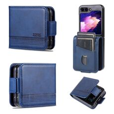 Per Samsung Galaxy Z Flip6 5G AZNS Custodia per telefono in pelle con texture di vitello magnetica (blu scuro)