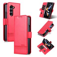 Per Samsung Galaxy Z Fold6 5G AZNS custodia magnetica in pelle di vitello con vibrazione (rossa)