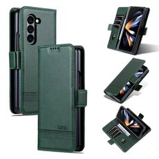 Per Samsung Galaxy Z Fold6 5G AZNS Custodia per telefono in pelle con texture di vitello magnetica (verde scuro)