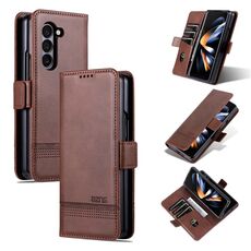 Per Samsung Galaxy Z Fold6 5G AZNS custodia magnetica in pelle di vitello con vibrazione (marrone scuro)