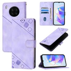 Custodia per telefono in pelle goffrata per Honor 50 Lite (viola chiaro)