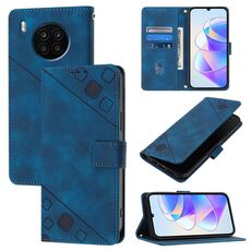 Custodia per telefono in pelle goffrata per Honor 50 Lite (blu)