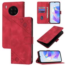 Custodia in pelle goffrata effetto pelle per Honor 50 Lite (rosso)