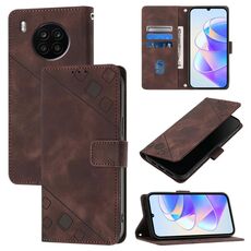 Custodia per telefono in pelle goffrata per Honor 50 Lite (marrone)