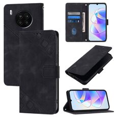 Custodia in pelle goffrata effetto pelle per Honor 50 Lite (nera)