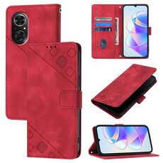 Custodia per telefono in pelle goffrata per Honor 50 SE (rossa)