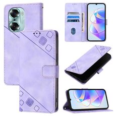 Custodia per telefono in pelle goffrata per Honor 60 (viola chiaro)