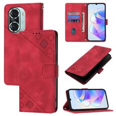 Custodia per telefono in pelle goffrata per Honor 60 Pro (rossa)