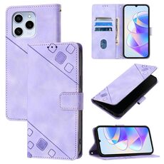 Custodia per telefono in pelle goffrata per Honor 60 SE (viola chiaro)