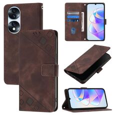 Custodia per telefono in pelle goffrata per Honor 70 Pro (marrone)