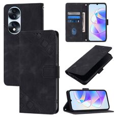 Custodia per telefono in pelle goffrata per Honor 70 Pro (nera)