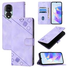 Custodia per telefono in pelle goffrata per Honor 80 (viola chiaro)