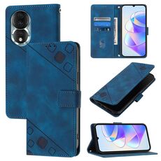 Custodia per telefono in pelle goffrata per Honor 80 (blu)