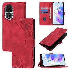 Custodia per telefono in pelle goffrata per Honor 80 (rossa)