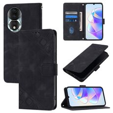 Custodia per telefono in pelle goffrata per Honor 80 (nera)