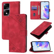 Custodia per telefono in pelle goffrata per Honor 80 GT (rossa)