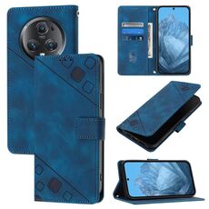 Custodia per telefono in pelle goffrata per Honor Magic5 Pro (blu)
