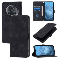 Custodia per telefono in pelle goffrata per Honor Magic5 Pro (nera)