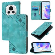 Custodia per telefono in pelle goffrata effetto pelle per Honor Magic6 5G Global (verde)