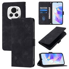Custodia per telefono in pelle goffrata globale per Honor Magic6 5G (nera)