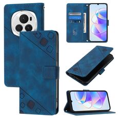 Custodia per telefono in pelle goffrata globale per Honor Magic6 Pro 5G (blu)