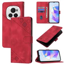 Custodia per telefono in pelle goffrata globale per Honor Magic6 Pro 5G (rossa)