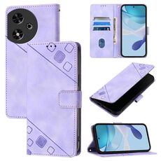 Custodia per telefono in pelle goffrata per Honor Play 50 (viola chiaro)